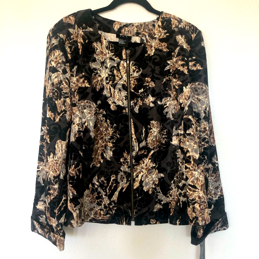 80’s Paisley The Golden Girls Vtg Classic Women’s Xl Full Zip Corduroy Jacket